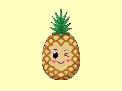 Cute Kawaii Pineapple, Cartoon Tropical Fruit | Kawaii pineapple, Pineapple cartoon, Pineapple