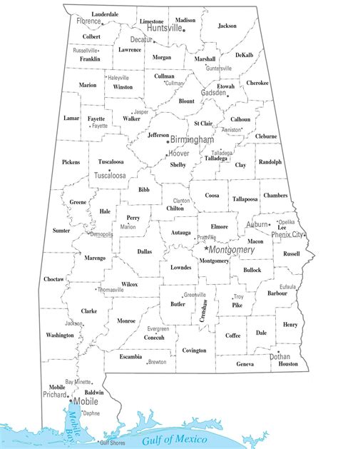 Free Printable Alabama County Map