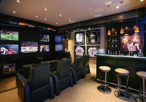 Sports Bar Home Theater Contemporary With Multiple Tvs Home Theater