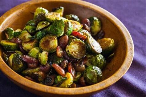 Prime rib (also known as standing rib roast) is up there next to turkey in terms of intimidating recipes. Roasted Brussels Sprouts and Grapes - Steamy Kitchen Recipes