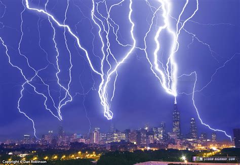 Triple Lightning Strikes On Chicagos Three Tallest Buildings And An