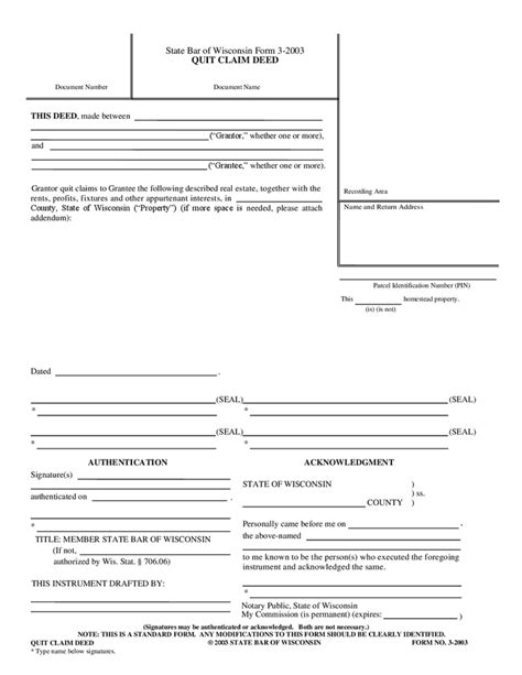 Quit Claim Deed Wisconsin In Word And Pdf Formats