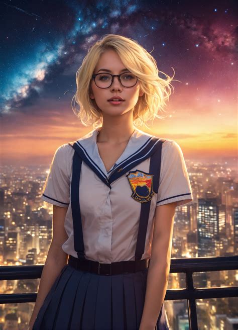 lexica a cute 28 year old hot blonde girl wearing a hot schoolgirl uniform hot glasses