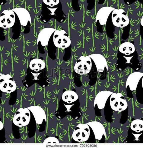Seamless Abstract Pattern Handdrawn Cute Pandas Stock Vector Royalty