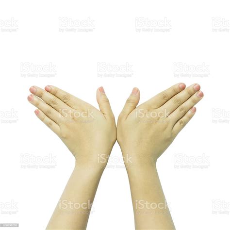 Hands Gesture Like A Bird Isolated On White Stock Photo Download