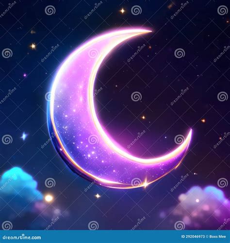 Night Sky With Stars And Crescent Moon Vector Illustration For Your