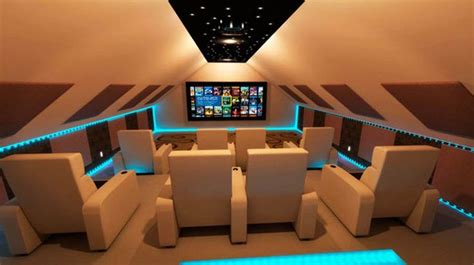 Cool Home Theater With Blue Lighting Small Home Theaters Home