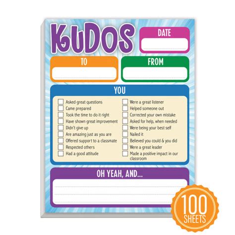 Kudos Positive Praise Notes Personalized Student Recognition At