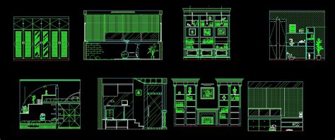 cabinets  living room study  kitchen front elevation  dwg block