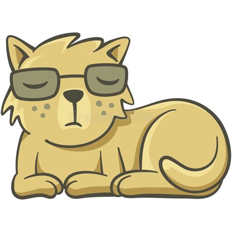 Nice Yellow Cat With Sunglasses On His Head Stock Vector Illustration