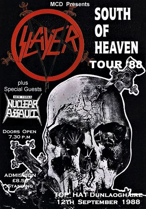 Slayer Vintage Concert Poster Top Hat Dunlaoghaire Dublin Ireland 1988