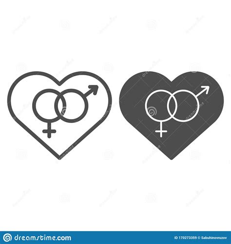 Símbolo Heterosexual En Línea De Corazón E Icono Sólido Ilustración