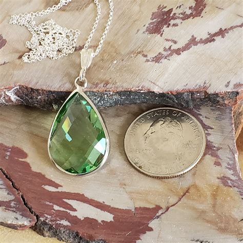 Peridot Crystal Necklace Necklace For Women Crystal Etsy