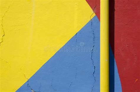 Colorful Yellow Blue And Red Wall Stock Image Image Of Street
