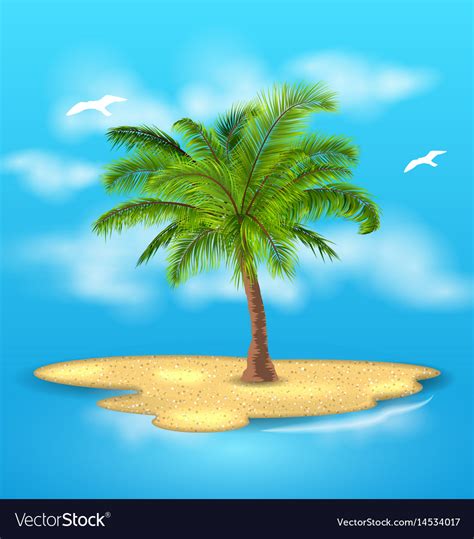 Tropical Island With Palm Tree Outdoor Vacation Vector Image