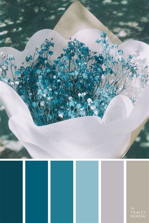 Teal Floral Bouquet Wedding Color Palette Shades Of Teal