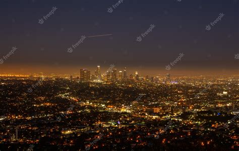 Premium Photo Los Angeles Skyline At Night Beautiful View Of The