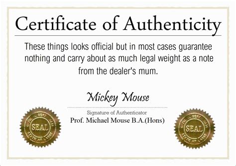 Template For Certificate Of Authenticity Etpsigns