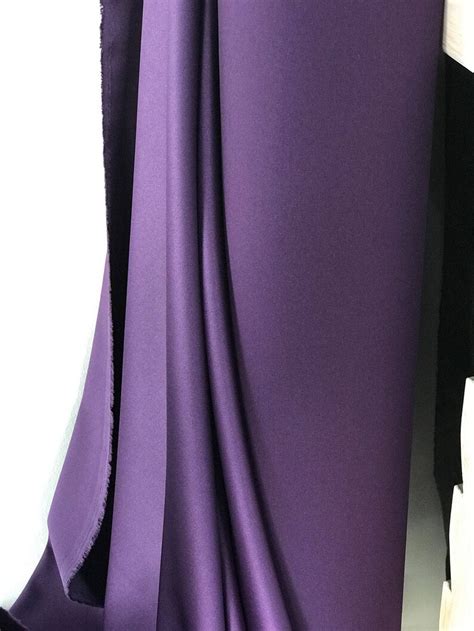 Purple Crepe Satin Fabric 2 Ways Stretch Polyester Spandex Etsy