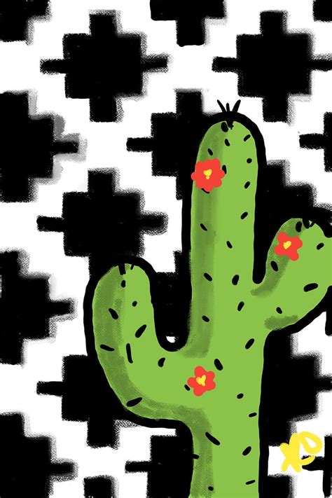 Cactus Cacti Black White Pattern Hd Mobile Wallpaper Peakpx