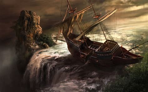 Fantasy Ship Boat Art Artwork Ocean Sea Wallpaper 3840x2400 669789