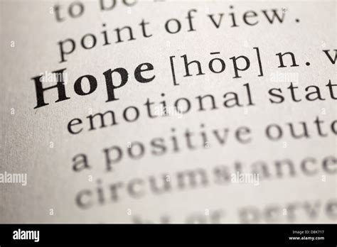 Dictionary Definition Of The Word Hope Stock Photo Alamy
