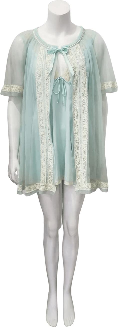 Vintage 60s Clear Ocean Blue Peignoir Nightgown Robe Set By Tosca Of Californ Shop Thrilling