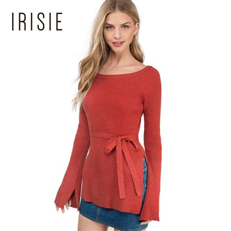 Irisie Apparel Red Sweet Casual Female Pullover Sweater Spring Tie