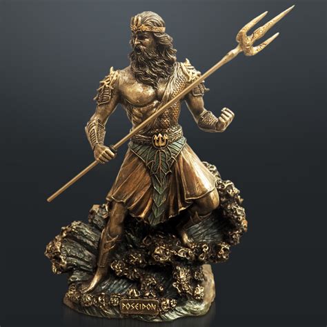 Greek God Of The Sea Poseidon Cast Bronze Statue Rare T Touch Of
