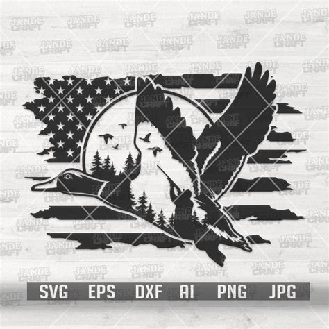Us Wild Duck Hunting Svg Lake Scene Clipart Camping Stencil Waterfowl