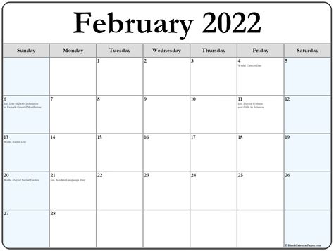 Printable Calendars February 2022 Free Letter Templates