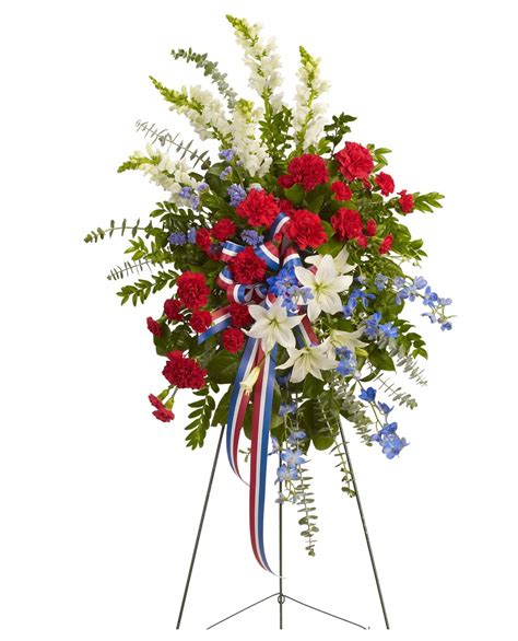 Red White And Blue Funeral Flowers Standing Spray