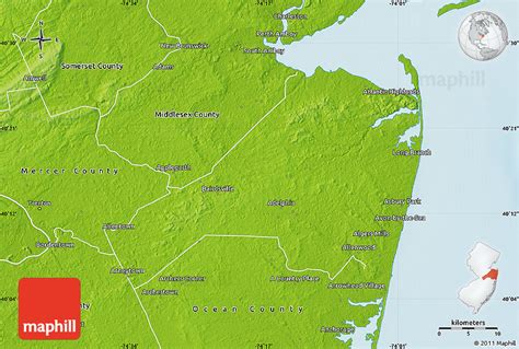 Physical Map Of Monmouth County