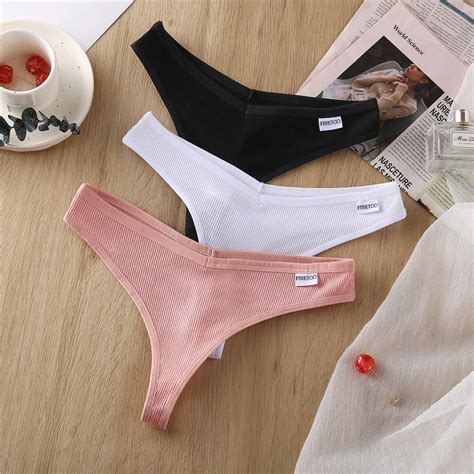 Cotton Thongs Women Sexy V Waist G String Comfortable Striped Thong Panties Women T Back