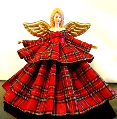 Tartan Plaid Angel Tree Topper Christmas Angel By Divineangelshop