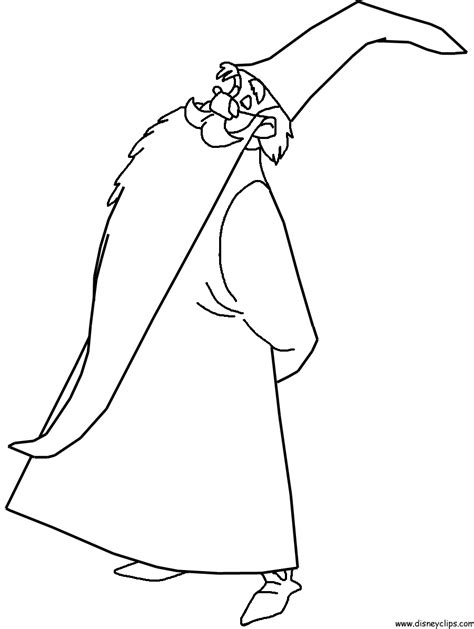 No one pays much mind to him; The Sword in the Stone Merlin coloring page | Coloring ...