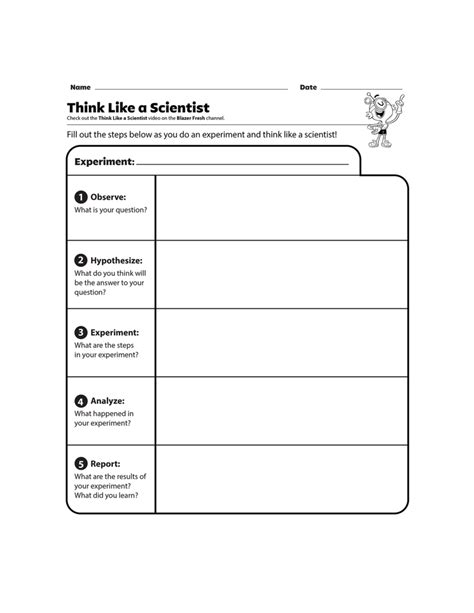Think Like A Scientist Worksheet