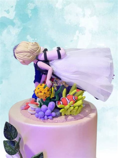 World Cake Topper Scuba Diver Wedding Cake Topper Sea Wedding Topper