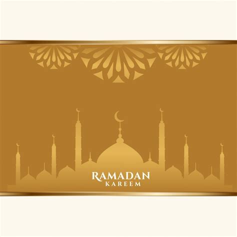 Free Vector Golden Ramadan Kareem Greeting Card Beautiful