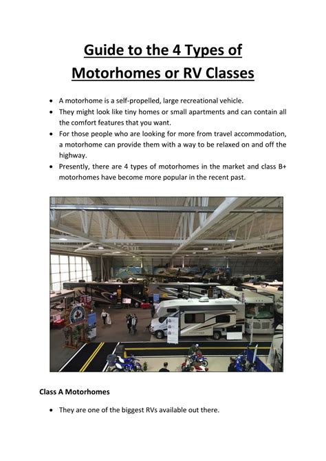 Ppt Guide To The 4 Types Of Motorhomes Or Rv Classes Powerpoint Presentation Id11045370
