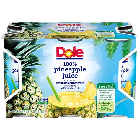 Dole 100 Pineapple Juice 6pk6 Fl Oz Cans Brickseek