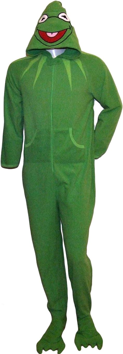 Mens Kermit The Frog Disney Onesie Muppets Fleece Sleepsuit Costume