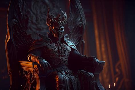 Premium Photo Demon Sits Imposingly On A Throne In Dark Hall