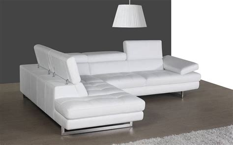 Contemporary White Leather Sectional With Curved Armrest And Stylish Legs San Francisco