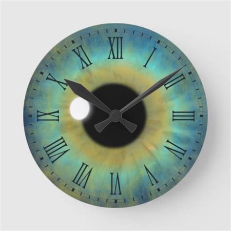 Blue Eye Iris Eyeball Medium Round Roman Clock Zazzle