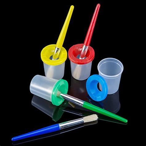 Shappy 4 Pieces Spill Proof Paint Cups In 4 Colors And 10 Pieces