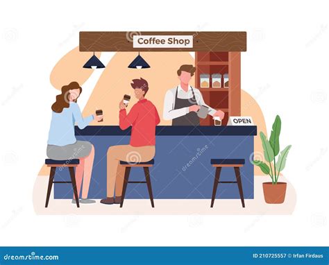 Coffee Shop Vector Illustration Concept Stock Vector Illustration Of