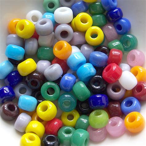 Rainbow Color Mix Crow Beads 9mm Glass Pony Beads 50pc
