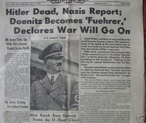 Wwii Adolf Hitler Dead Nazi Germany Ww2 1945 Newspaper 39431333
