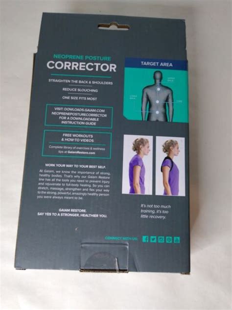 Gaiam Restore Posture Corrector Unisex One Size Black 05 64040 New